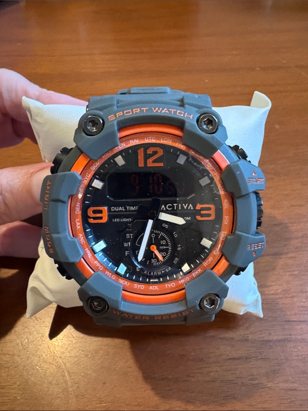 Activa Men's Dual-Display Sport Watch in Gray and Orange